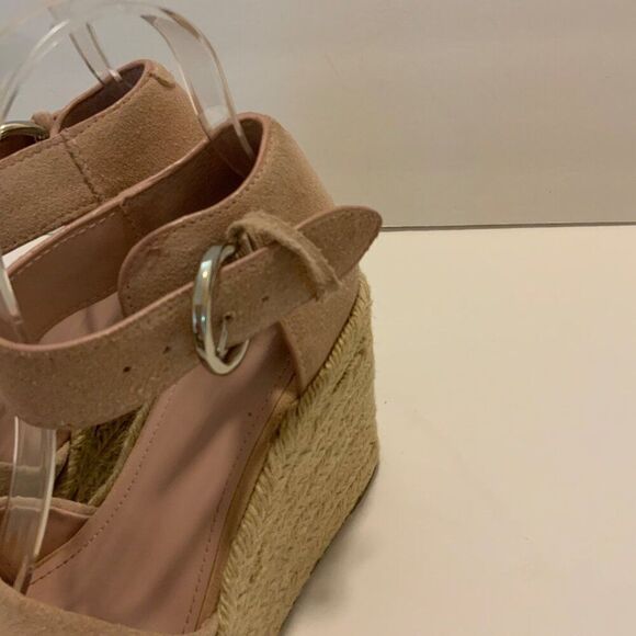 Marc Fisher Blush Pink Suede Ankle Strap Espadrille Wedge Sandals Buckle Sz 6 - Picture 5 of 11